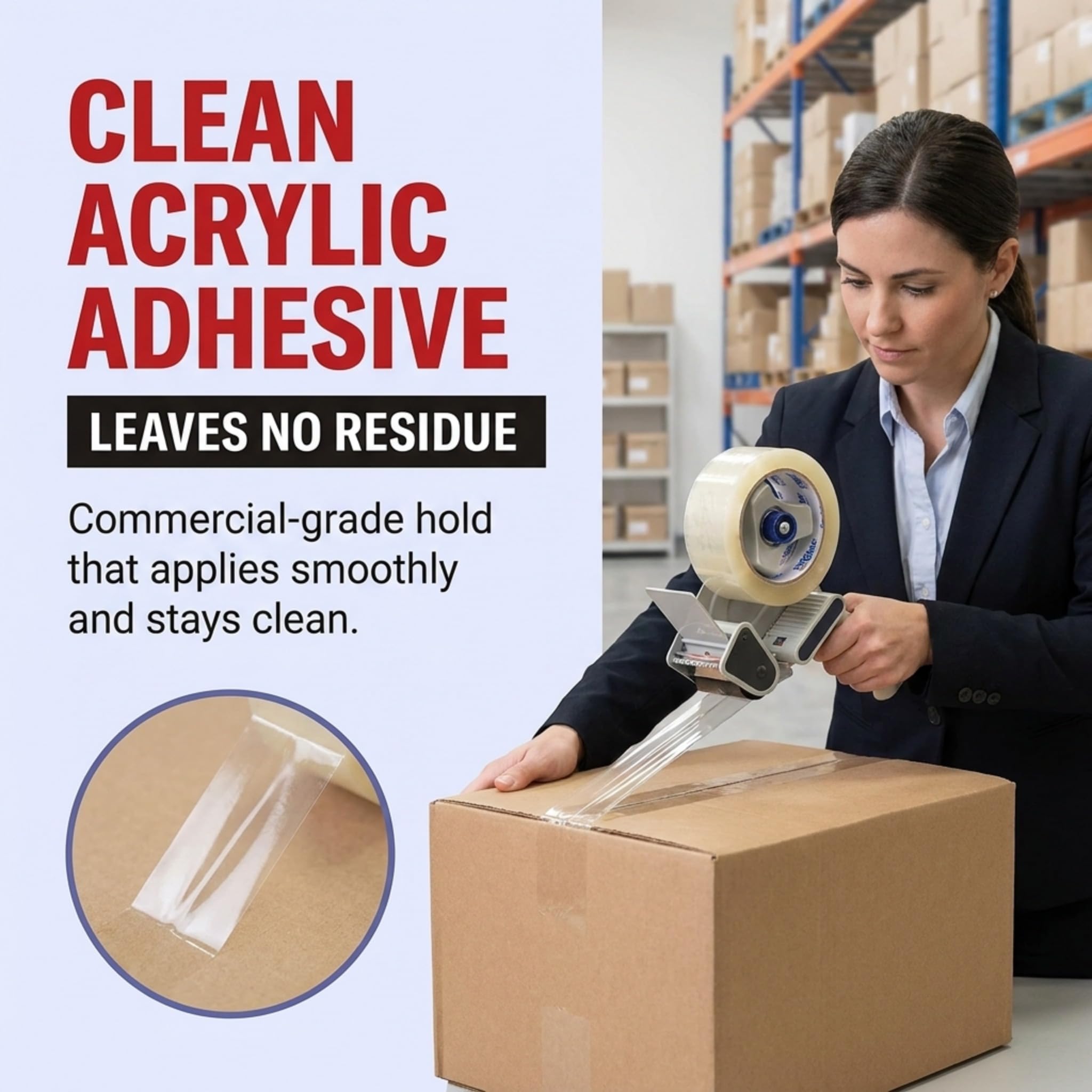 Tape Logic Cinta de embalaje, resistente, 5 cm x 55 yardas, transparente, rollo de cinta de embalaje extra larga y fuerte, ideal para almacenes, oficinas, envíos y cajas de mudanzas