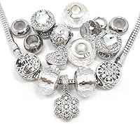 Vista 5 de Cuentas mixtas de 40 piezas, dijes para hacer joyas, cuentas de aleación de agujero grande con pedrería, colores y estilos variados al azar, Metal