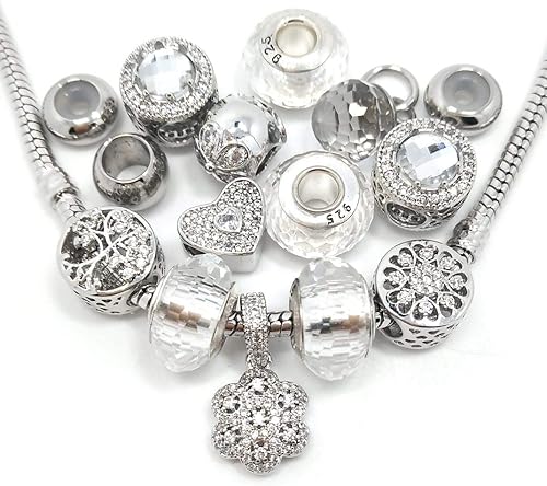 Miniatura 8 de Cuentas de Navidad mixtas, 40 piezas de dijes para hacer joyas, cuentas de aleación esmaltada con agujero grande de rinesotono, varios colores y