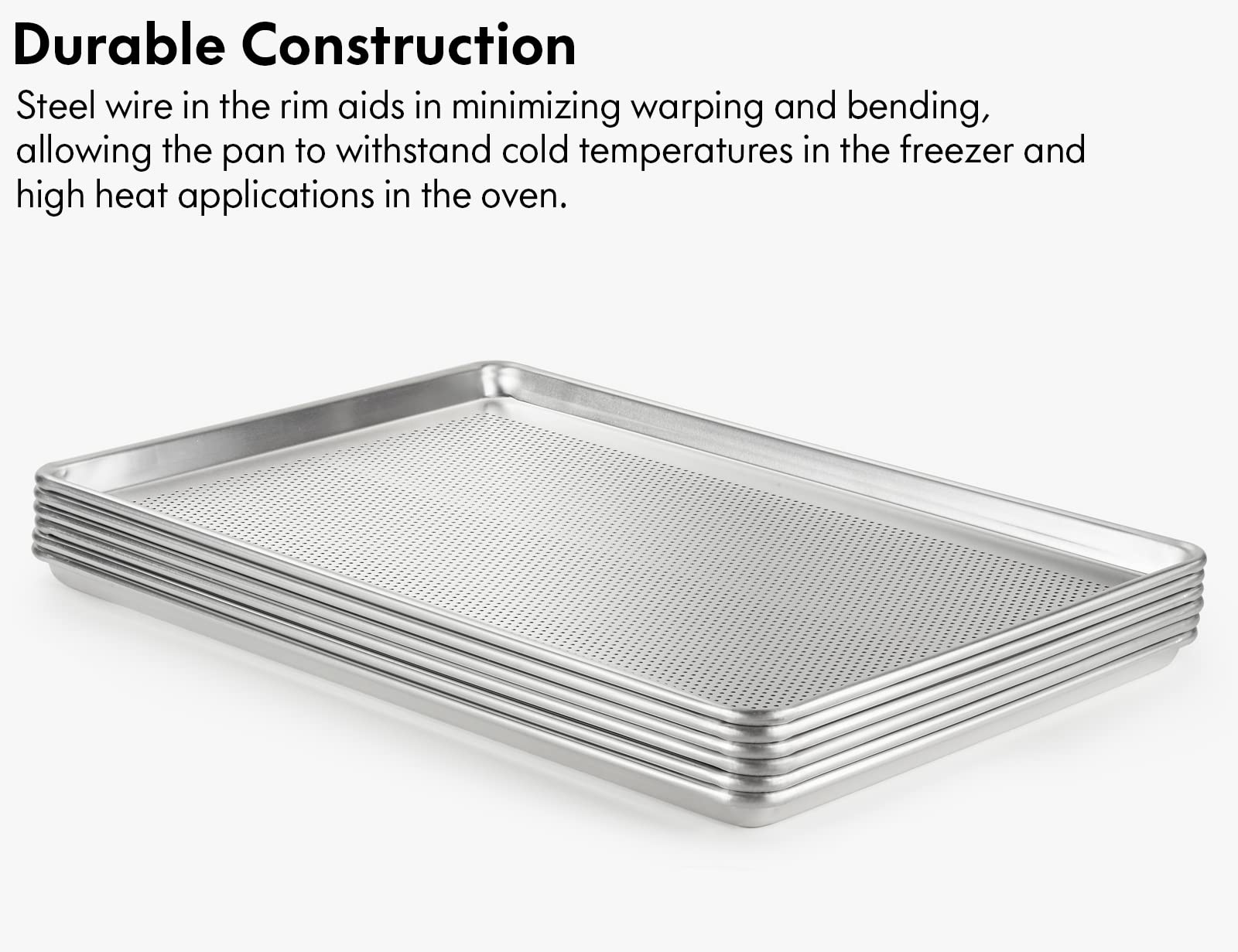 CURTA Moldes de aluminio perforados, paquete de 6 unidades, tamaño completo, 66 x 45,7 cm, para equipos comerciales de panadería, aprobados por la NSF