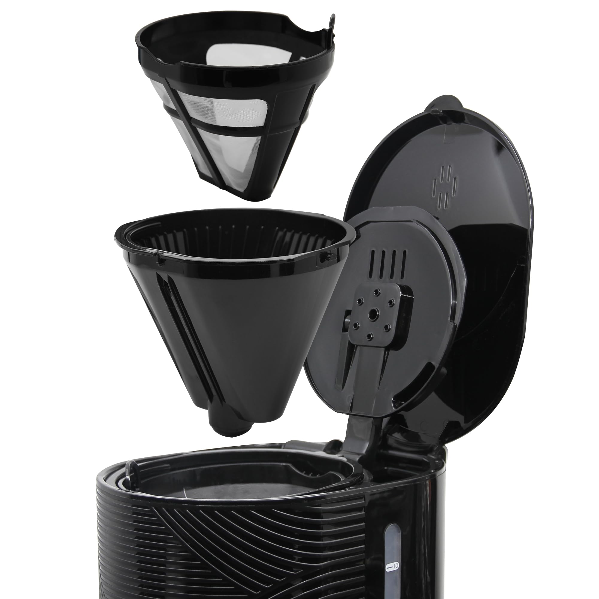 briebe Elegance Set Cafetera Goteo 10 Tazas + Espumador de Leche Eléctrico, Máquina de Café Filtro 1,25L, Milk Frother 4 en 1 Espuma Fría/Caliente, Libre de BPA, Negro