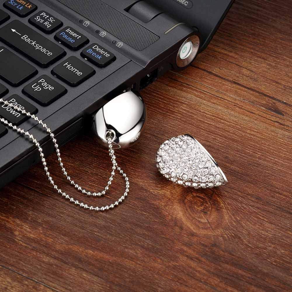 chiavette USB da 128 GB, impermeabili, con diamante a cuore, ad alta velocità, USB 3.0, 5 pezzi di tipo mix