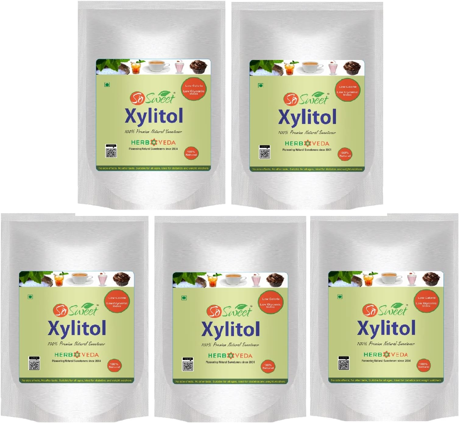 So Sweet Xylitol Sugar Free Natural Sweetener For Diabetes 5Kg (Pack 0f 05) (1kg Each)