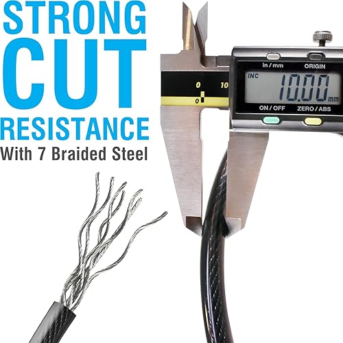 Miniatura 2 de MARQUE Cable de acero de seguridad para bicicleta, 38 pulgadas (0.394 in) de grosor (4 pies, 7 pies, 15 pies o 30 pies) de acero trenzado recubierto