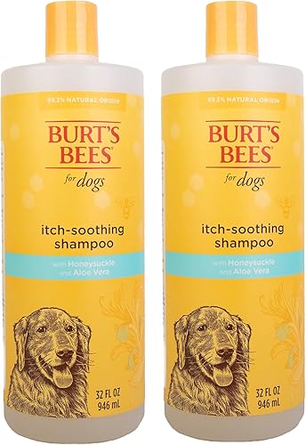 BURT'S BEES FOR PETS Champú calmante para la picazón con madreselva, 2 unidades, fórmulas de origen 95% natural, champú para perros con picazón,