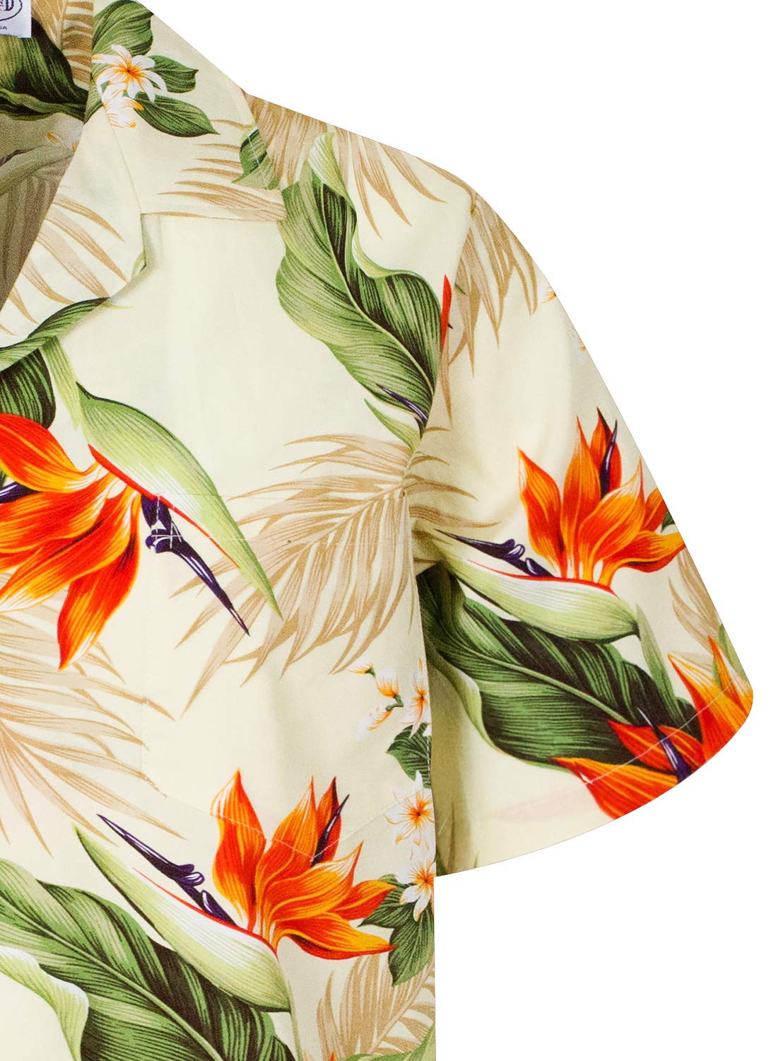Pacific Legend Original Hawaiihemd Kurzarm Herren Kurzarm Button-Down Front-Tasche Hawaii-Print Strelitzie Blumen Blätter Klassik