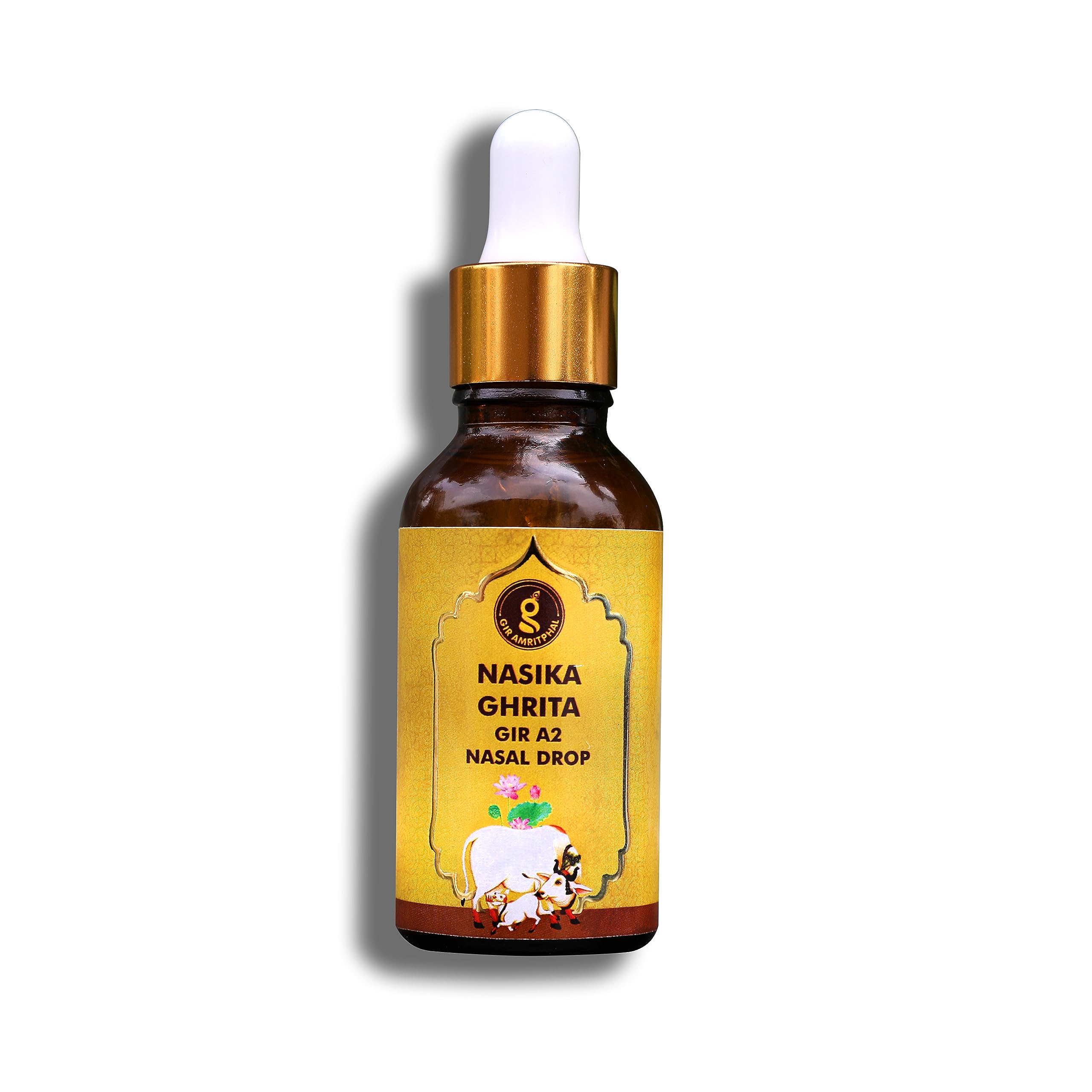 Gir Amritphal Nasika Ghrita: Organic and Ayurvedic A2 Nasal Drop for Anxiety Relief & Cognitive Wellness - Ayurvedic Nasya with Natural Intelligence Boost (30ml)