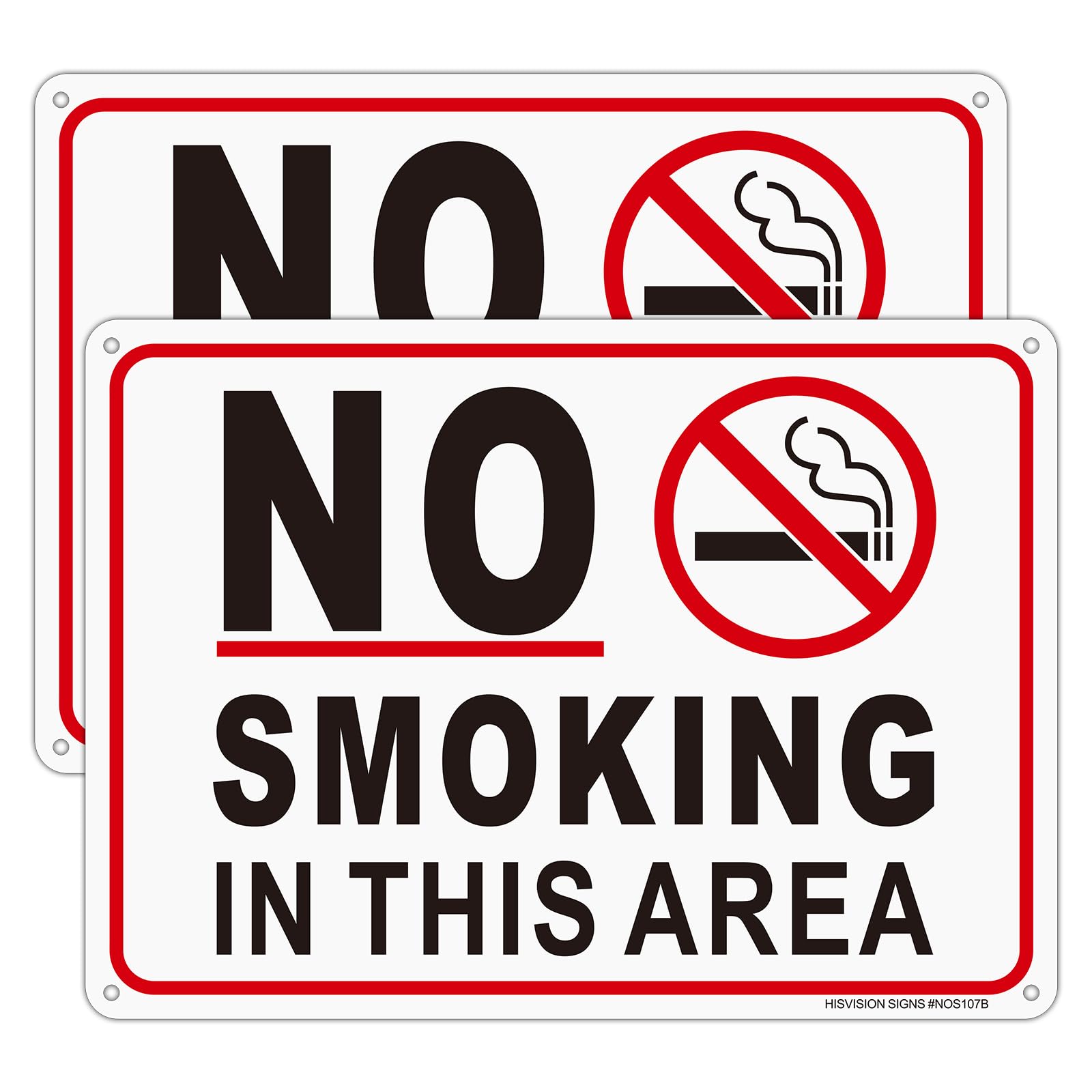 No Smoking Sign, No Vaping Sign,2-Pack -10"x7"Rust Free Reflective Aluminum,UV Printed,Fade Resistant, UV Protected,Weatherproof,Easy to Mount,Indoor/