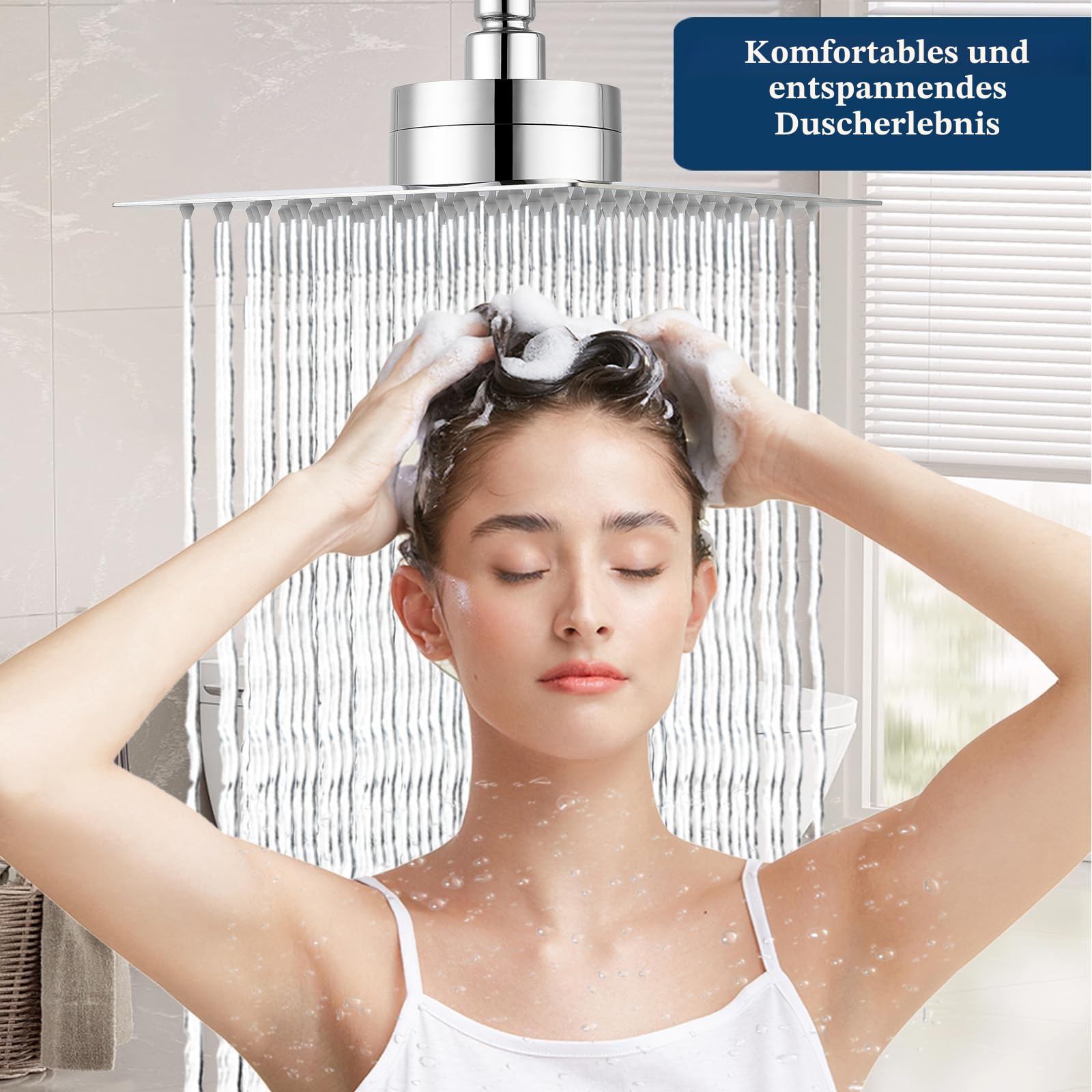 Gefilterter Duschkopf, 30cm, luxuriöser Regenduschkopf, macht hartes Wasser fest, verbessert den Zustand Ihrer Haut und Haare, Filter-integriertes Design, Chrom