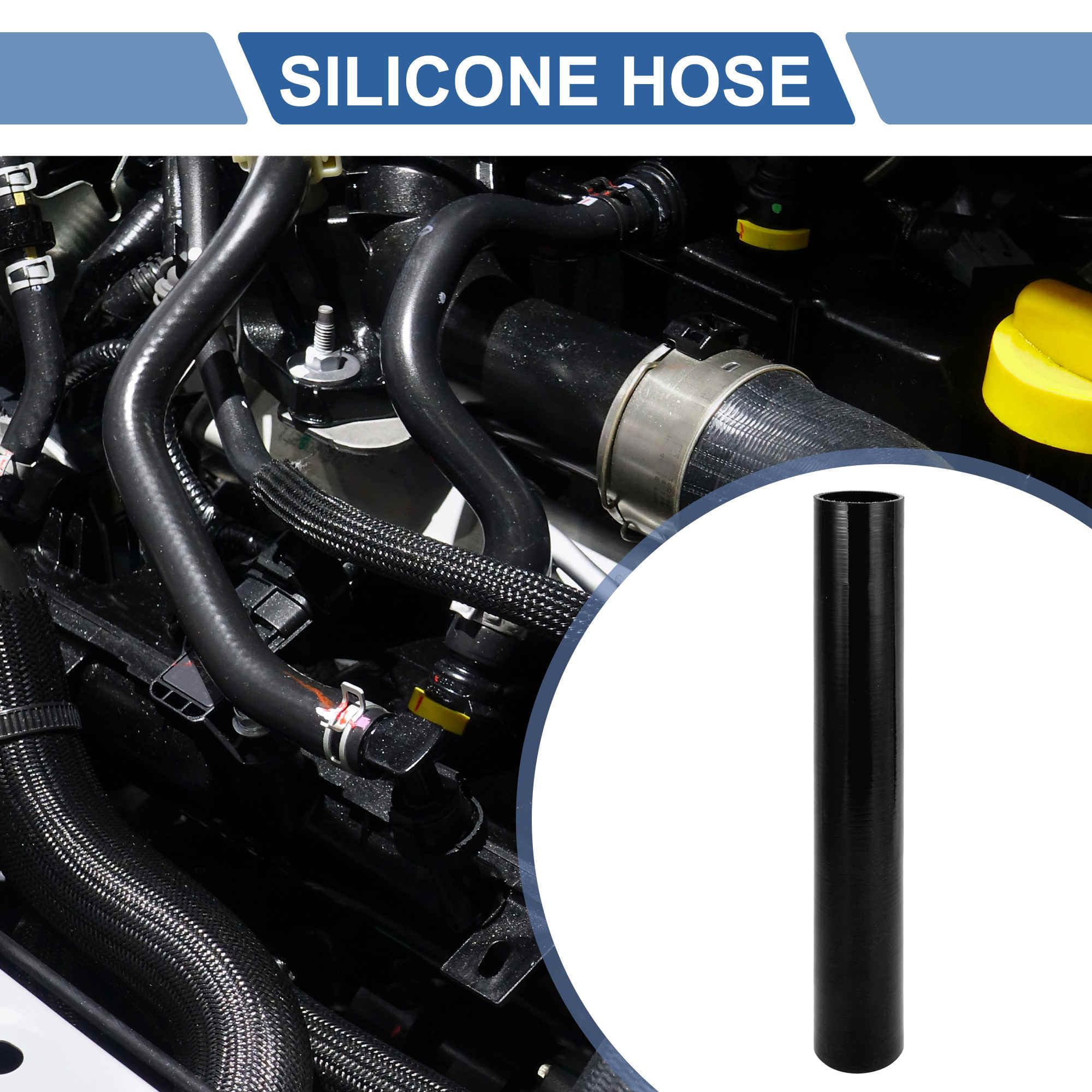 A ABSOPRO Raccordo Dritto Tubo in Silicone 60mm/2.36" ID 500mm/19.69" Lunghezza 0° per Auto Tubo Refrigerante 4 Strati 5mm Spessore Presa d'Aria/Turbo/Intercooler Nero 1 Pezzo