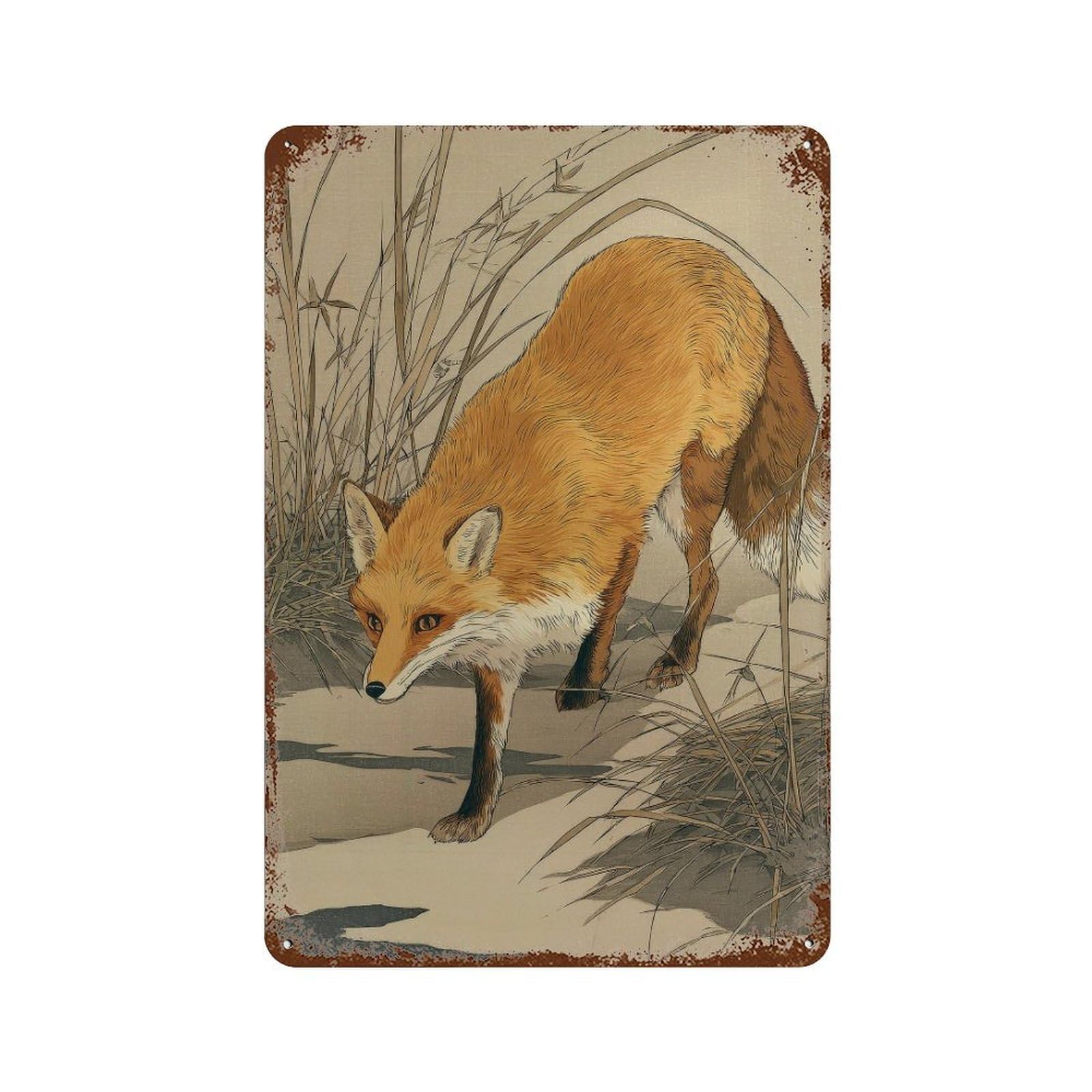xiaoxiaoshen Fox. Japanese Woodblock Ukiyo Wall Decor Art Metal Tin Poster Modern Home Decor Art Home Bar Shop Decorations Vintage Sign 30x20cm