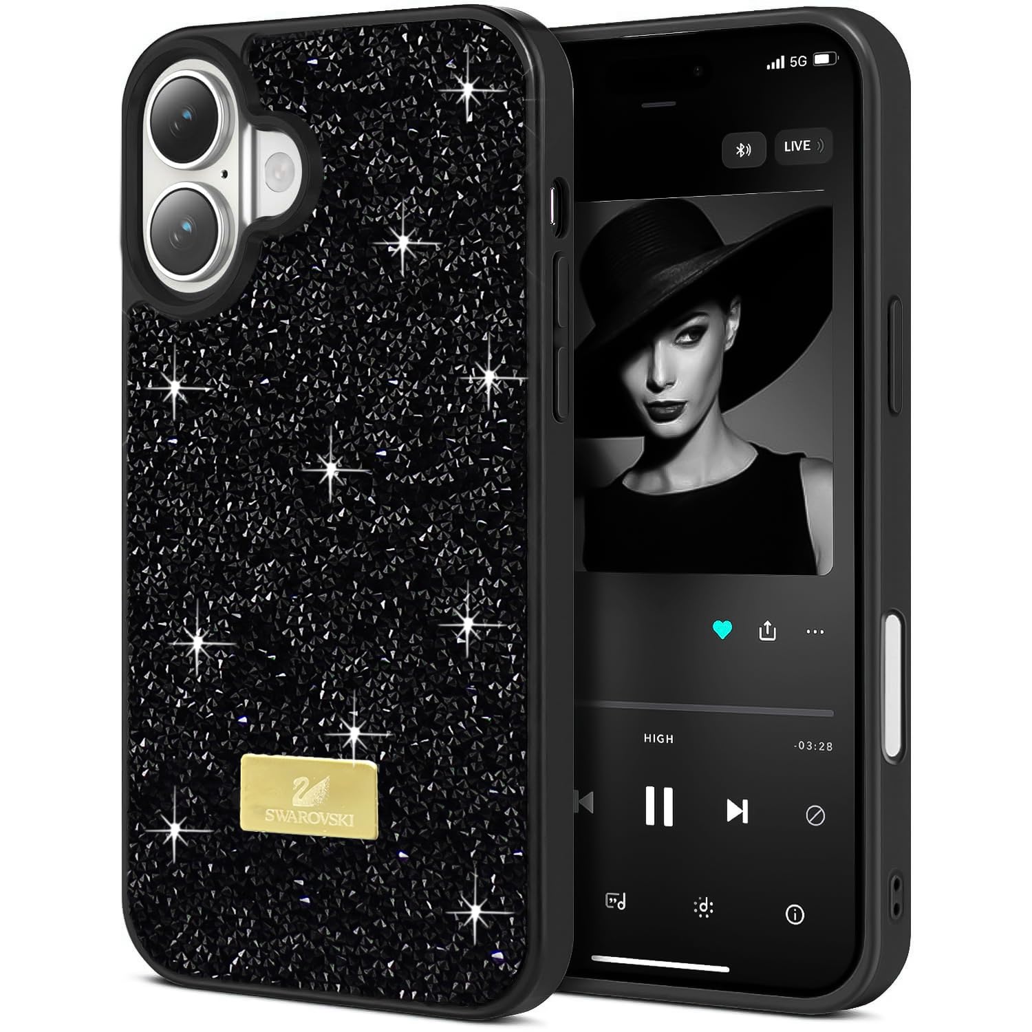 Dl3 Mobilak Case For iPhone 17 Case Glitter, Sparkle Diamond Crystal Bling Case with Bling, Ultra Thin Lightweight Full Body Shockproof Anti-Scratch Protective Cover