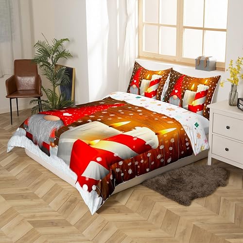 Miniatura 7 de Juego de funda de edredón de Navidad escandinavos de Papá Noel, gnomos de Papá Noel, regalo de Navidad para niños y niñas con 2 fundas de almohada