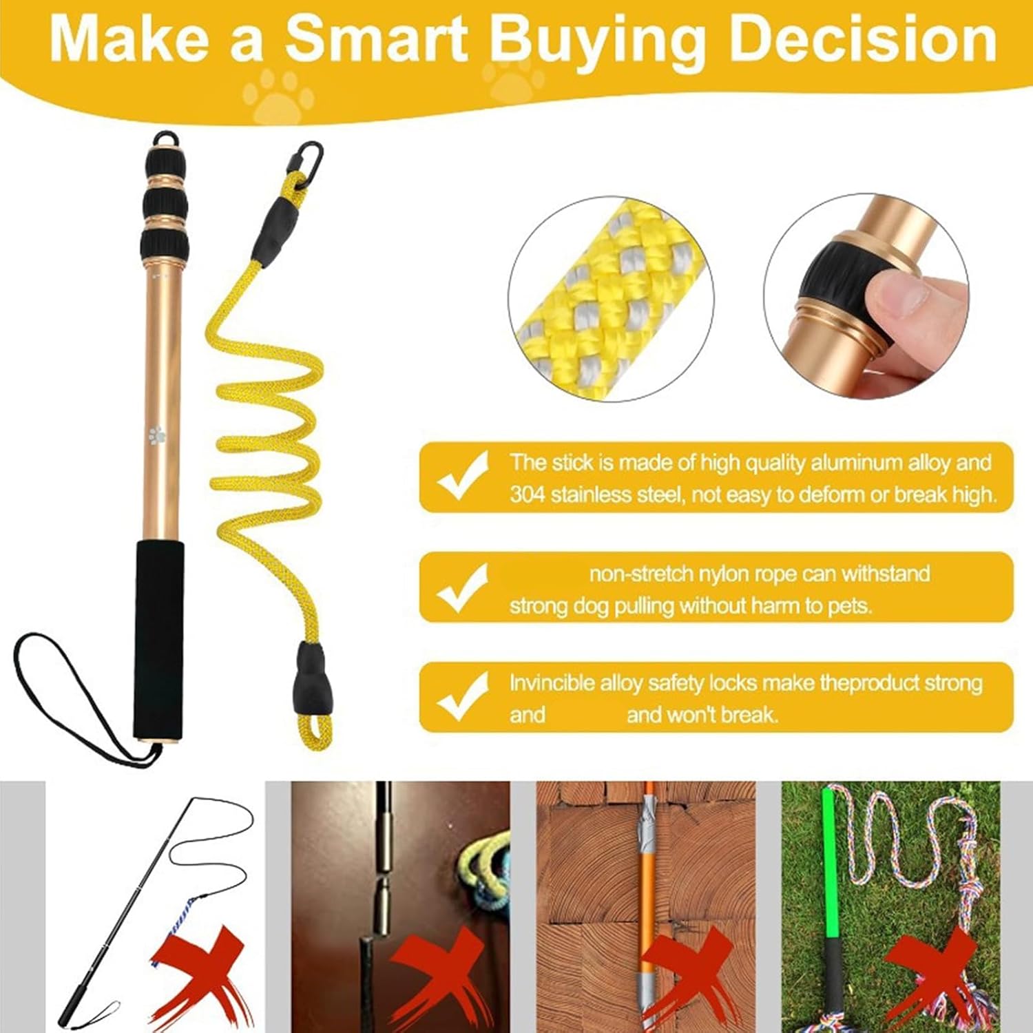 Durability Aluminum Alloys Extendable Dog Teaser for Easy Storage and Transport to Any Location Dog Teaser Nylons Rope