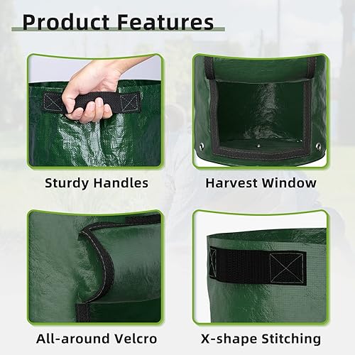 Miniatura 5 de GreatBuddy Bolsas de cultivo de patatas de 10 galones, paquete de 4, macetas de tela gruesa de polietileno para plantas, ventanas de cosecha y asas