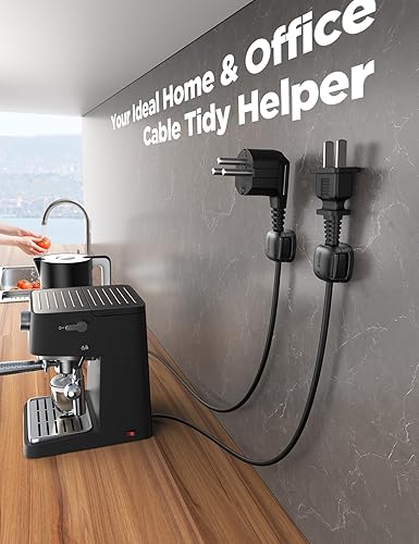 Miniatura 9 de Paquete de 6 organizadores de cables - Clips de gestión de cables con doble resorte y cierre de cierre, soporte de cable adhesivo para cargador de