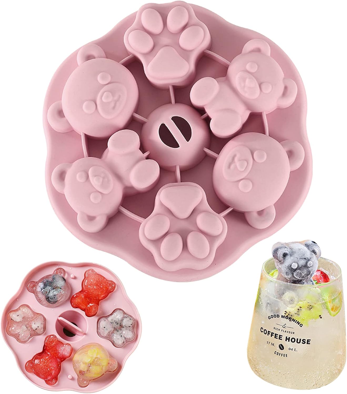 Shape Cute Ice Cube Tray with NoSpill Removable Lid, Silicone Ice Cube