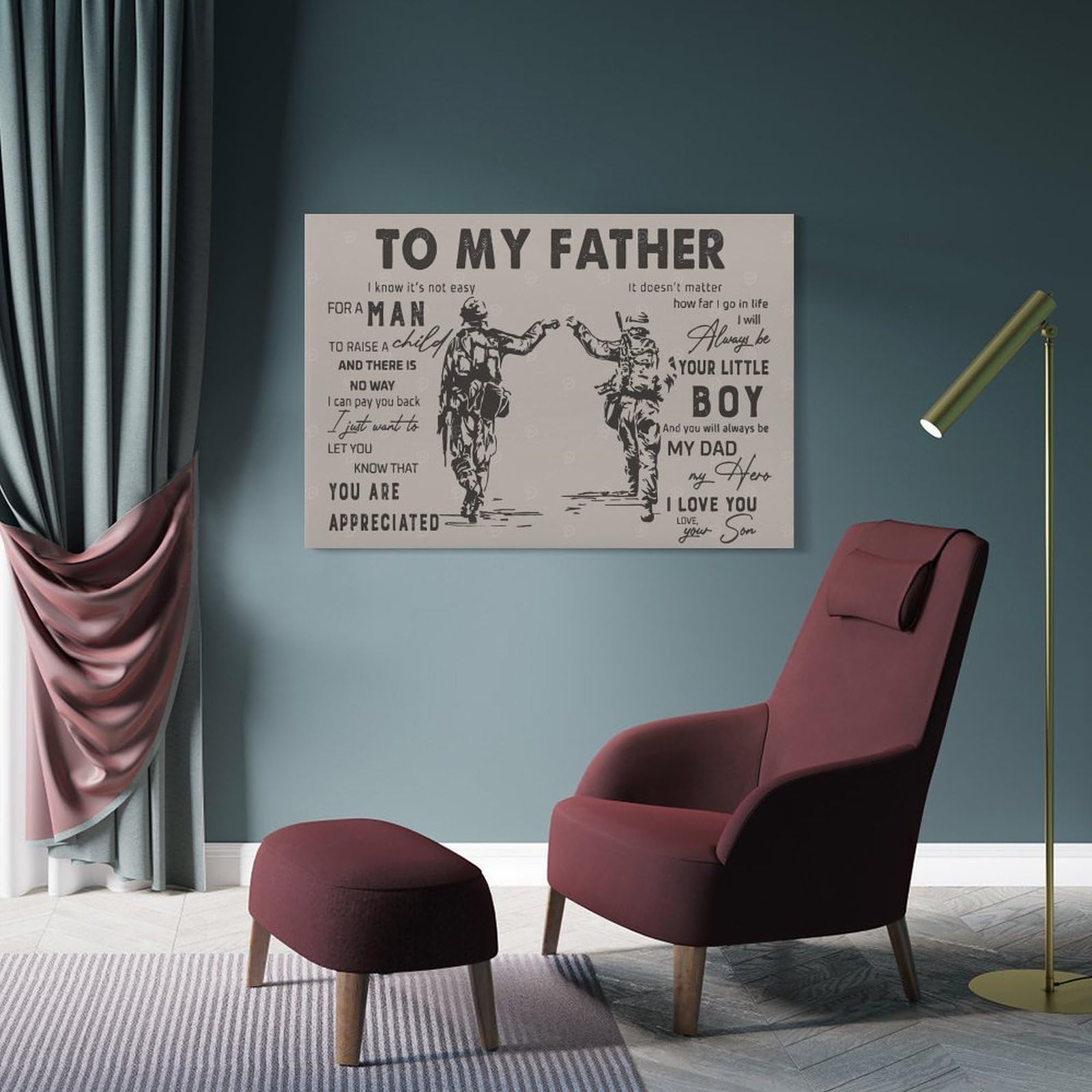 Junmoney to My Father Gift from Son Wall Art Print 24x36inch(60x90cm), for Corridors, Hallways Or Apartment Entries, Wall Decor to Refresh Empty Corners