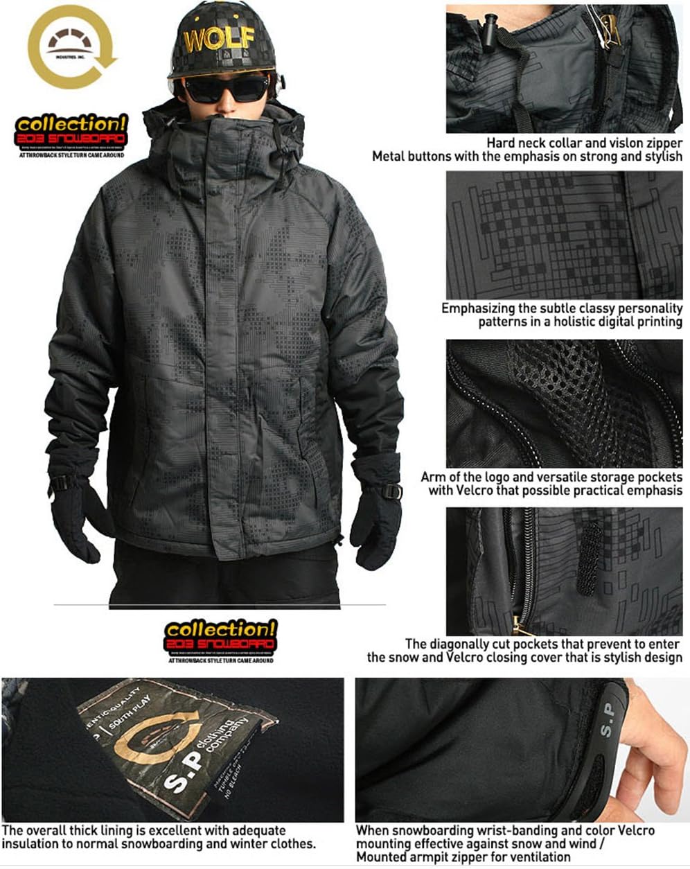 Mens South Play Waterproof Ski Snowboard Wear Jacket Jumper North