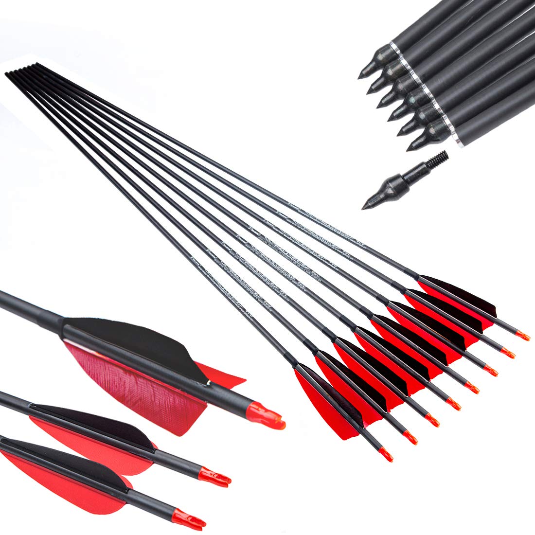 Pinals Archery 300 340 400 500 600 700 800 Spine Carbon Arrows for