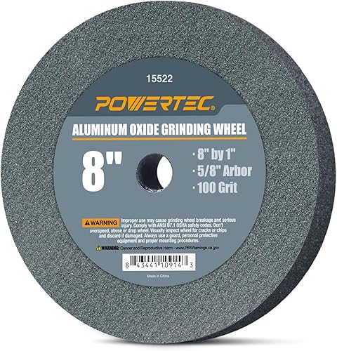 Vista 7 de POWERTEC Muela amoladora de banco de 6 pulgadas, grano 80, muela abrasiva de óxido de aluminio para amoladora de pedestal de banco, eje de 3/4