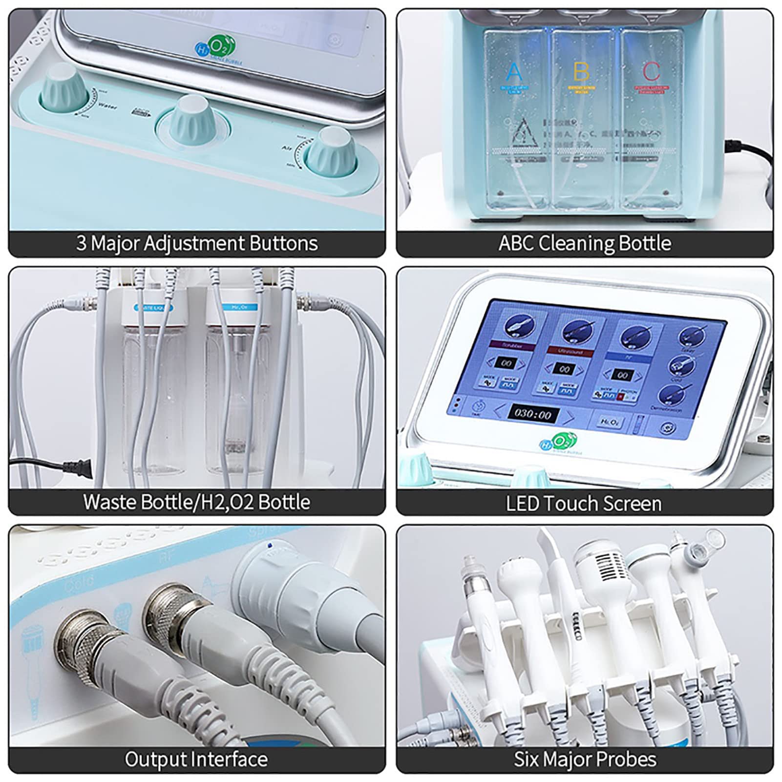 Mascara Facial Luz Led Facial Profesional, Máquina de Cuidado Facial Hidratante de Oxígeno Puro con Máscara Facial LED, Exfoliante de Limpieza Profunda, para Todo Tipo de Piel