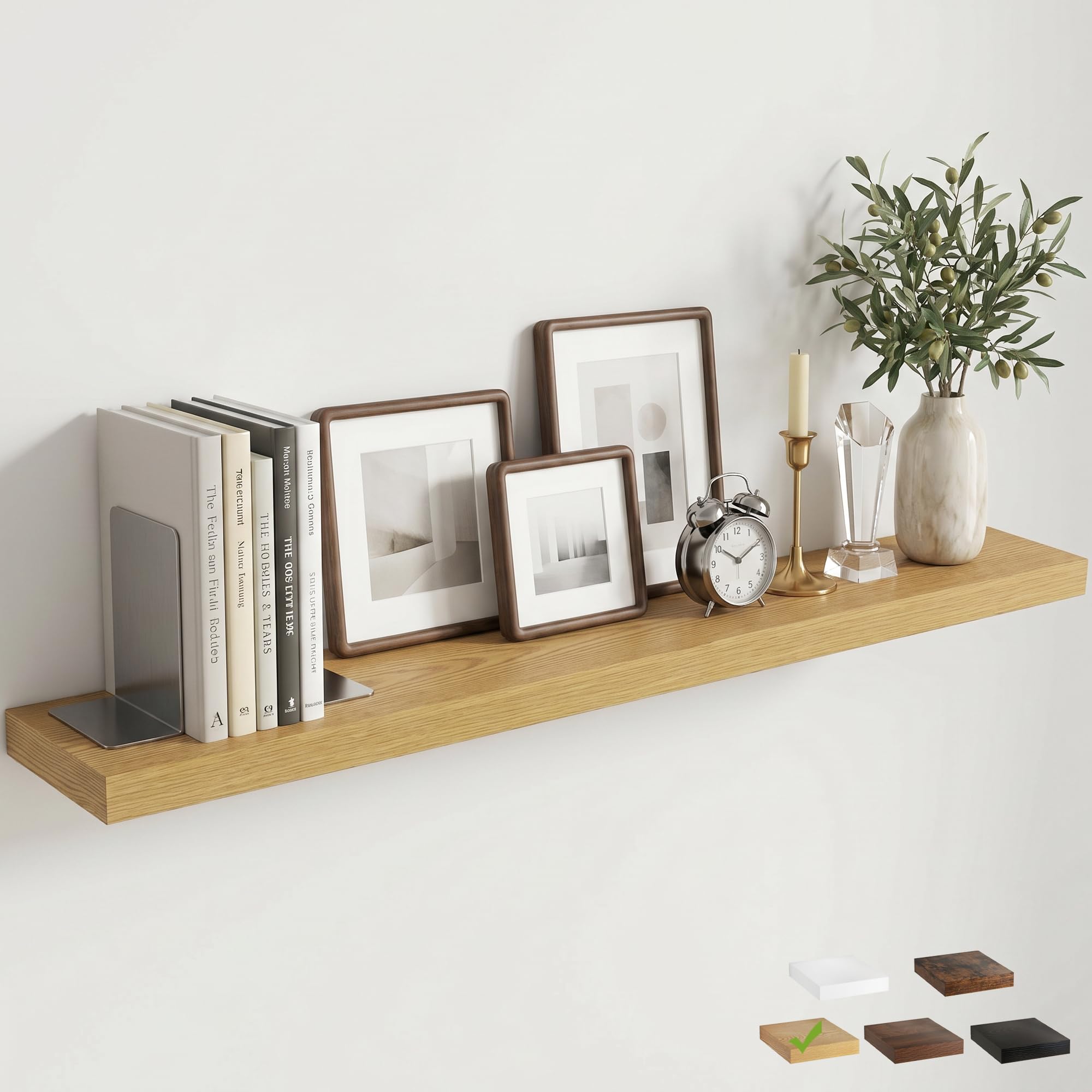 120cm Floating Shelves, Wall Shelf, Bookshelf, Natural Oak Finish, 1Pcs