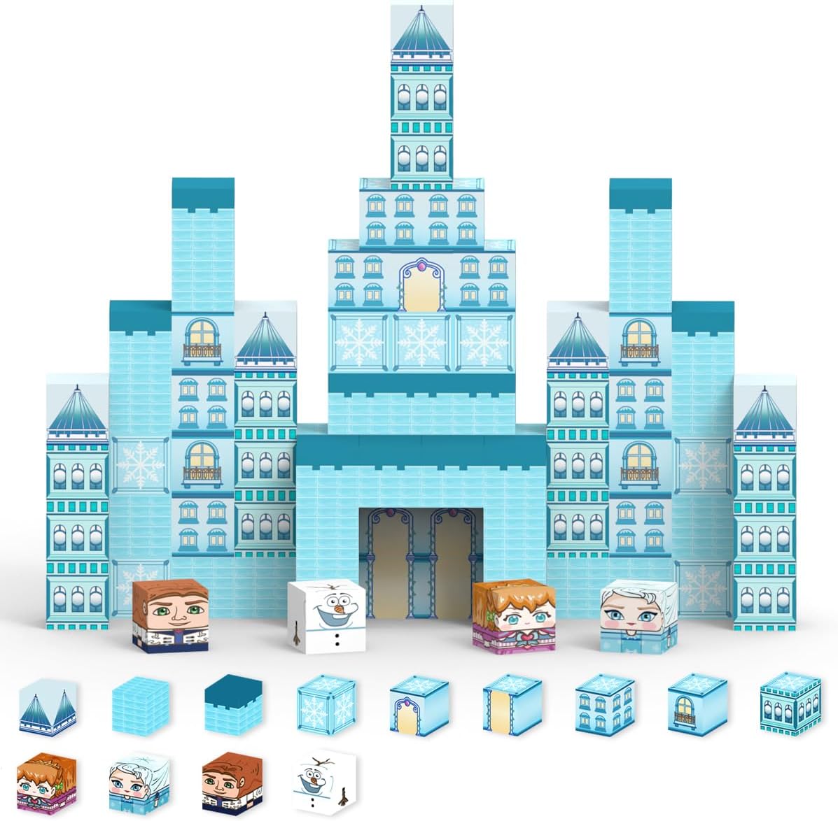 Allenjoy 80PCS Winter Ice Princess Castle Magnetic Blocks STEM Educational Magnet Building Set for Kids Ages 3+ Creative Birthday Christmas Xmas Holiday