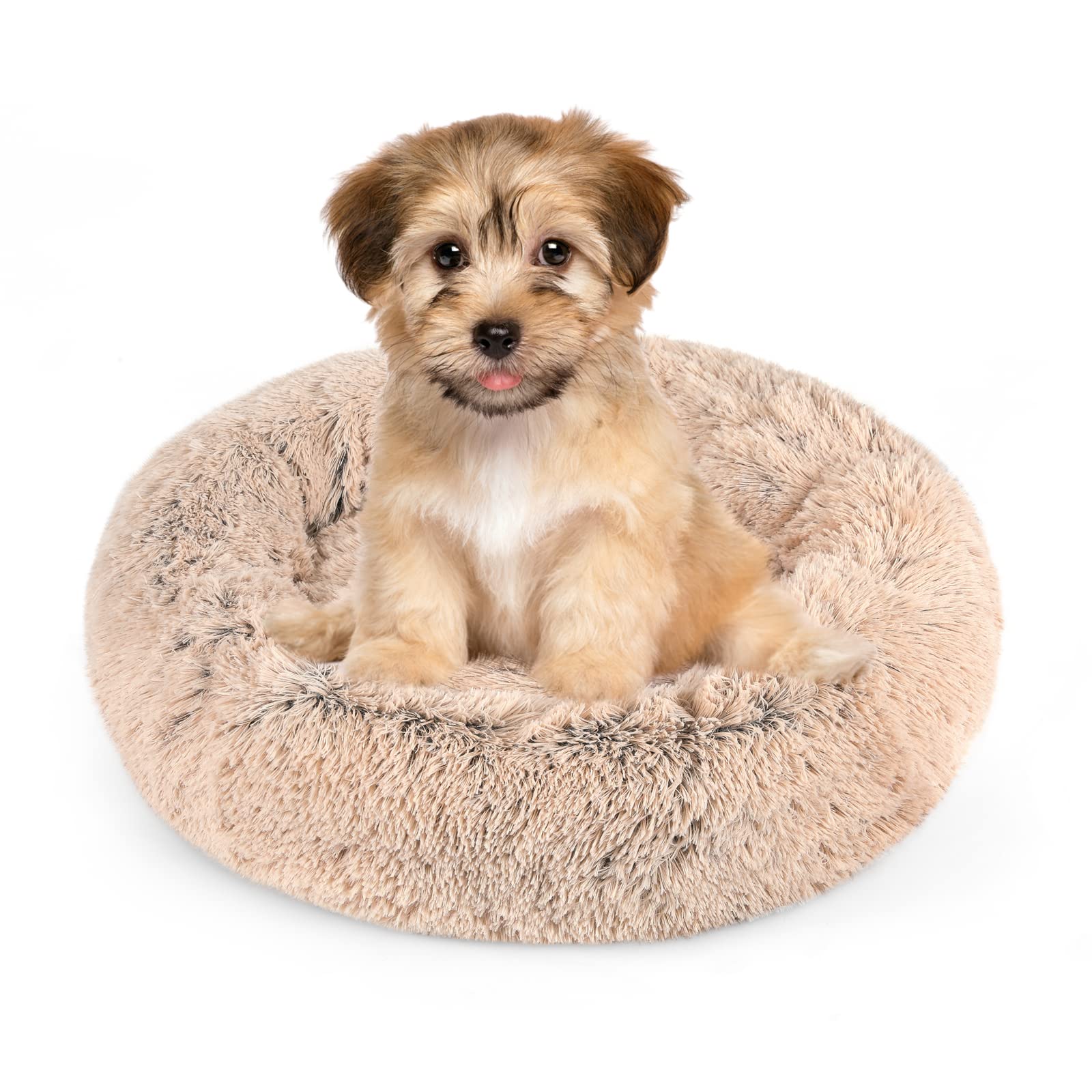 NOYAL Calming Dog Bed Donut Anti Anxiety Fluffy Dog Bed for Small Medium Dog and Cat — image 1