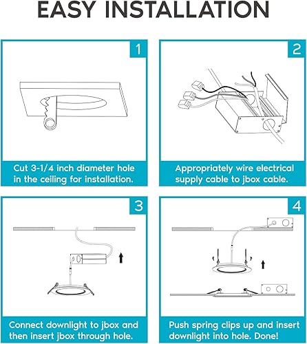Miniatura 7 de LUXRITE Paquete de 16 luces LED empotrables ultrafinas de 3 pulgadas con caja de conexiones, 8 W, CCT color seleccionable 2700 K  3000 K  3500 K