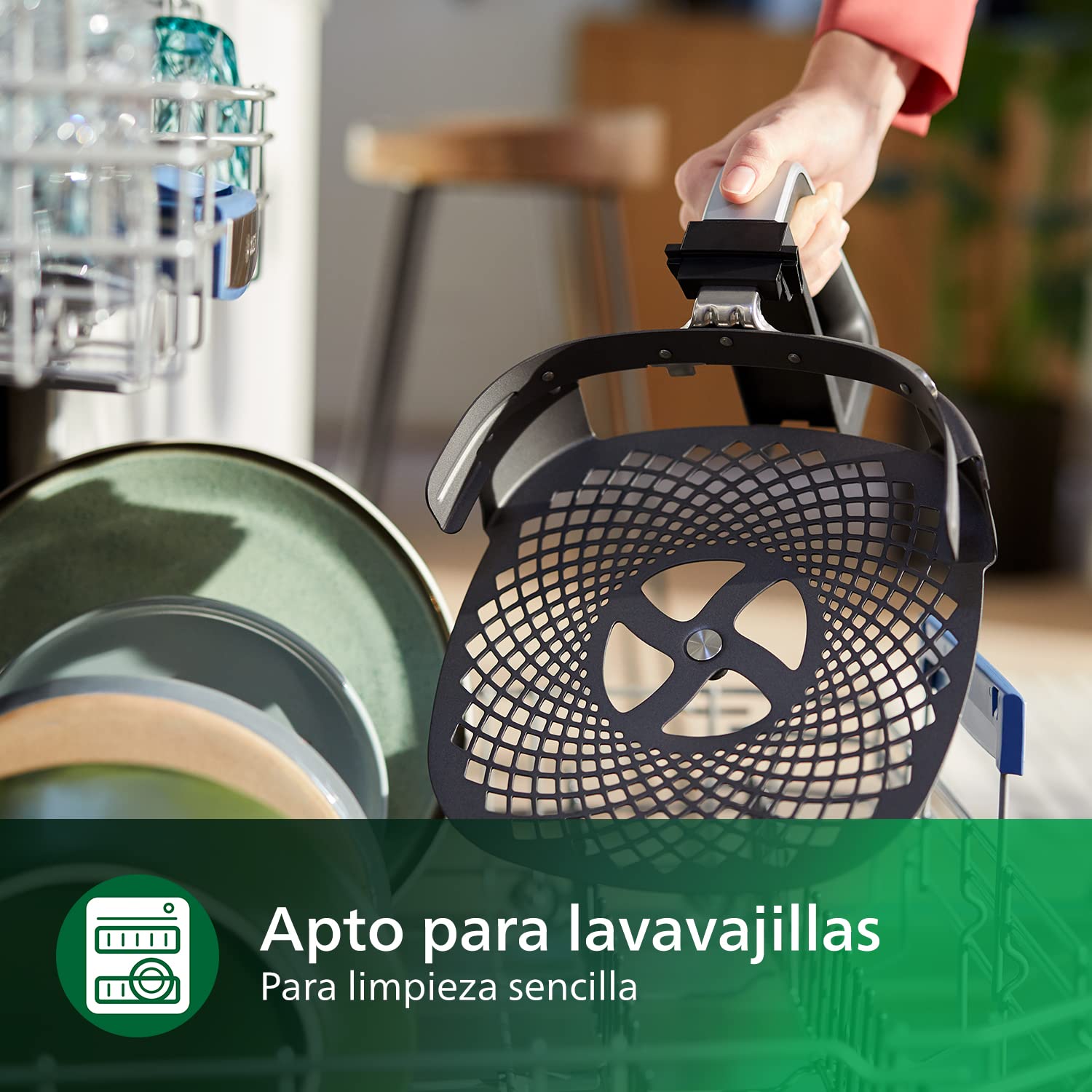 Philips accesorio para freidora de aire XXL - Kit de Pizzas, Acero Cromado | Accesorio Airfryer 6.2L y más, Accesorio para pizzas hasta 26 cm, apto para lavavajillas, app de recetas HomeID (HD9953/00)
