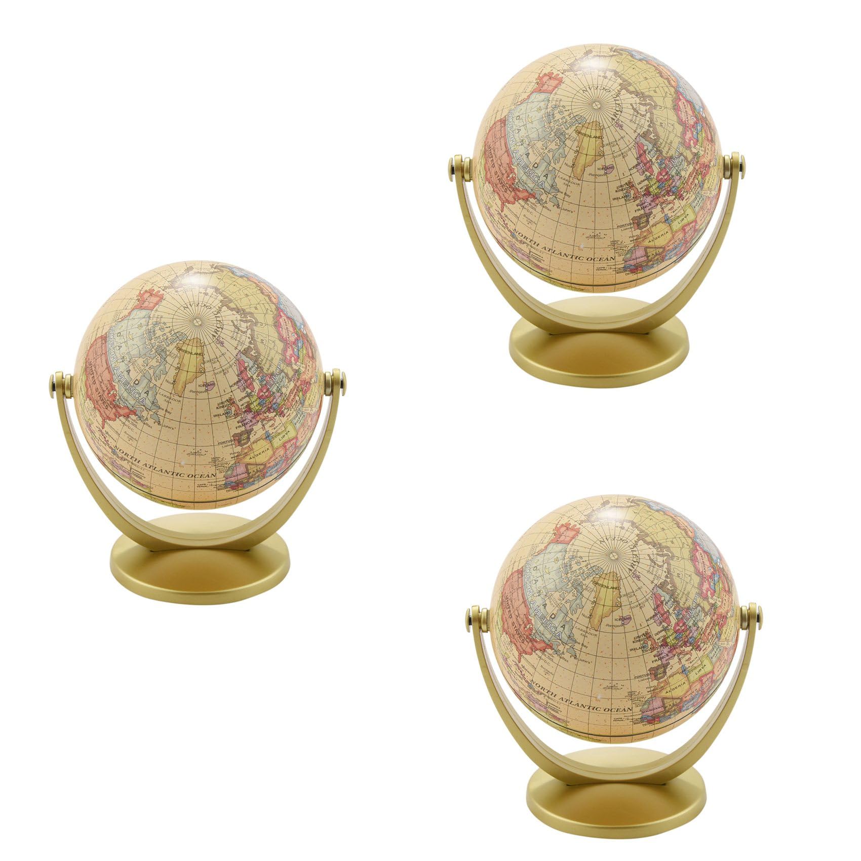 Hndhbfgrt 3X Retro Rotating World Globe Earth Antique Home Desktop Decor Geography Educational Learning Map School Supplies