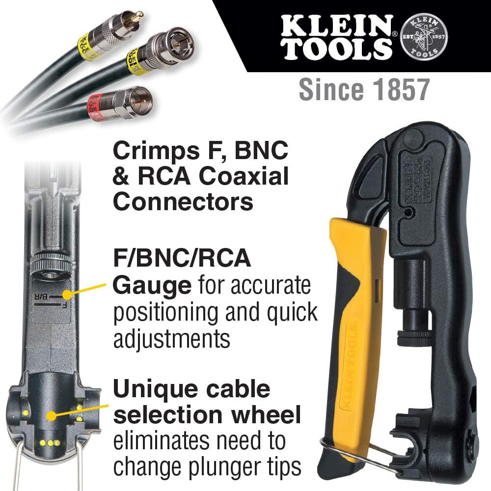 Uр Tо 60% оƒƒ Klein Tools VDV211-063 Compression Crimper, Wire Crimper and Coaxial Crimper for Indoor and Outdoor Cabling