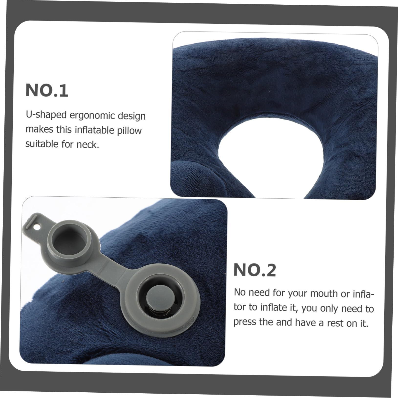 Garneck Cuscino Gonfiabile Collo Forma u Per Viaggio Aereo e Auto Cuscino Da Viaggio Leggero e Custodia Di Stoccaggio Blu Scuro