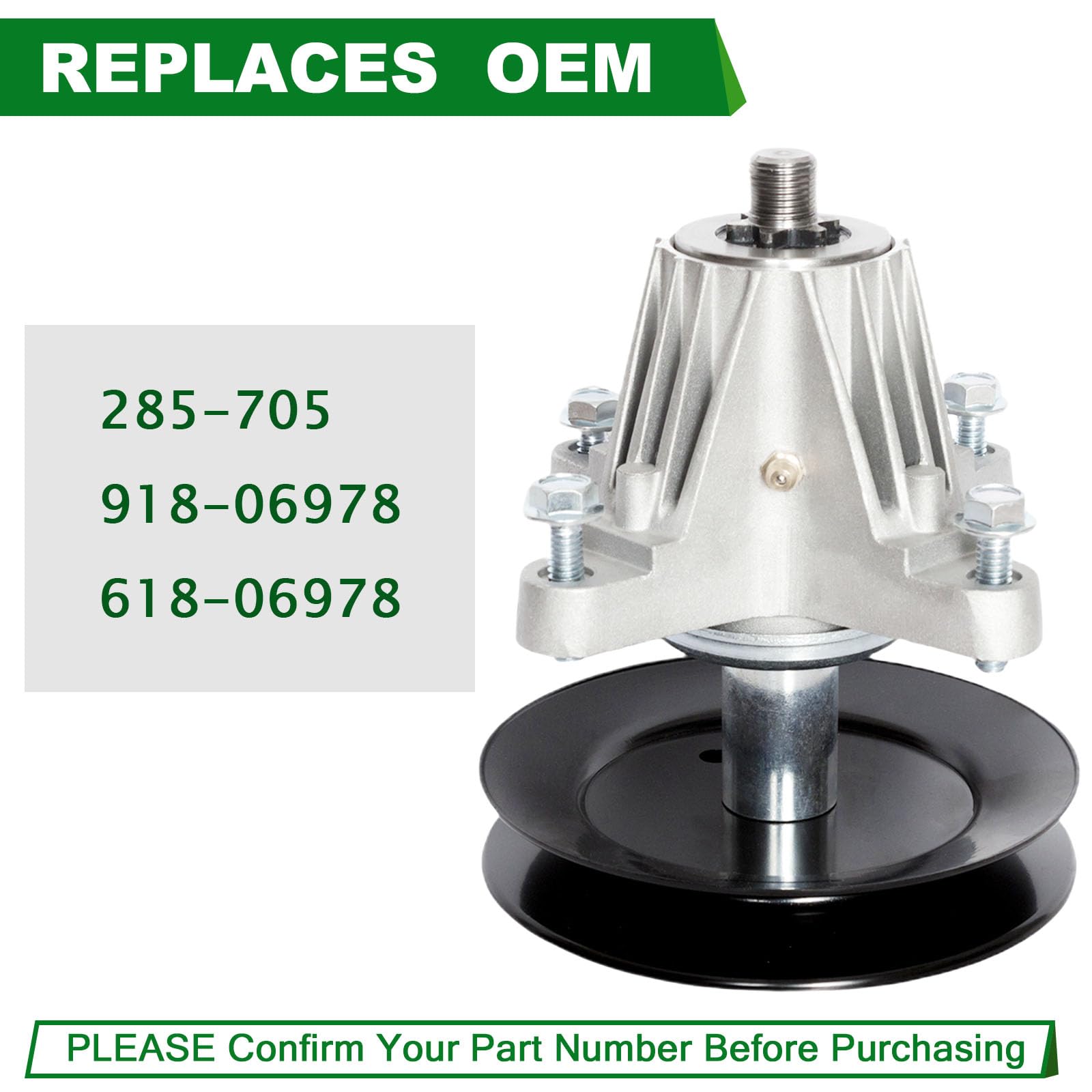 618-06978 918-06978 - Conjunto de eje con polea compatible con RZT-S54 MTD Troy Bilt TB2454 Craftsman T8400 G8400 Z6660, se adapta a cubierta de 54 pulgadas, paquete de 2