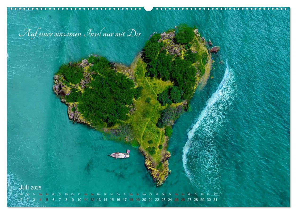 Emotionale Herzensdinge (hochwertiger Premium Wandkalender 2026 DIN A2 quer), Kunstdruck in Hochglanz: Bilder von Herzen mit romantischen Sprüchen über Liebesglück und Liebesleid (CALVENDO Kunst)