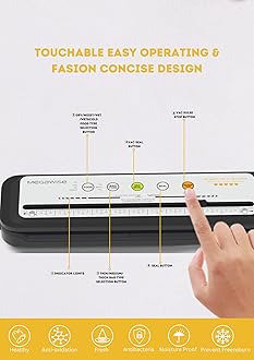 MEGAWISE Food Vacuum Sealer Machine with Built-in Cutter – 80kPa Suction, One-Touch Operation, 4 Food Modes, Compact Design (Silver)