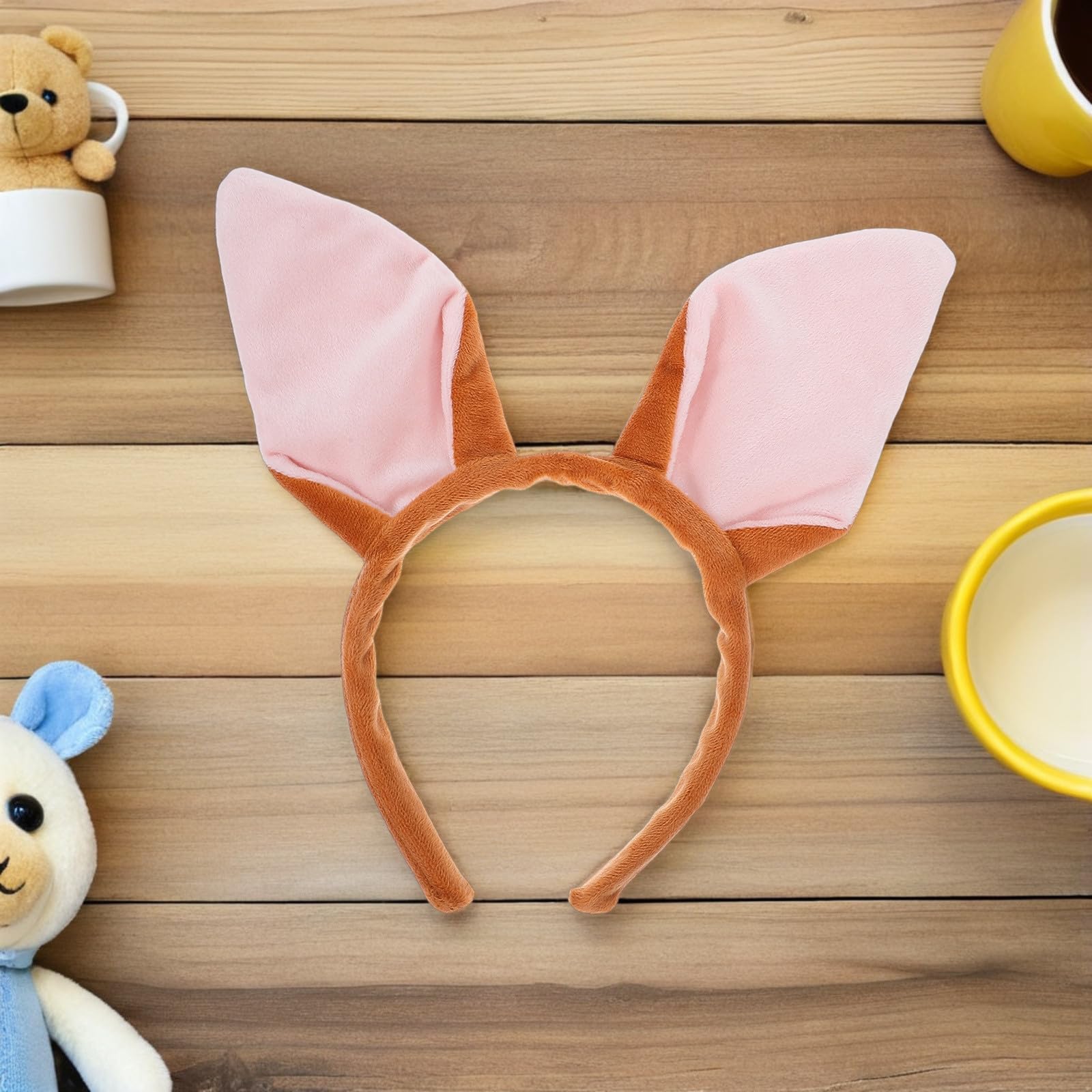 Healeved 12 Piezas Diadema Orejas de de Poliéster Marrón para Disfraz de Fiesta Infantil Ajuste Fácil y Diseño Creativo para Carnaval y Fiestas Jungla