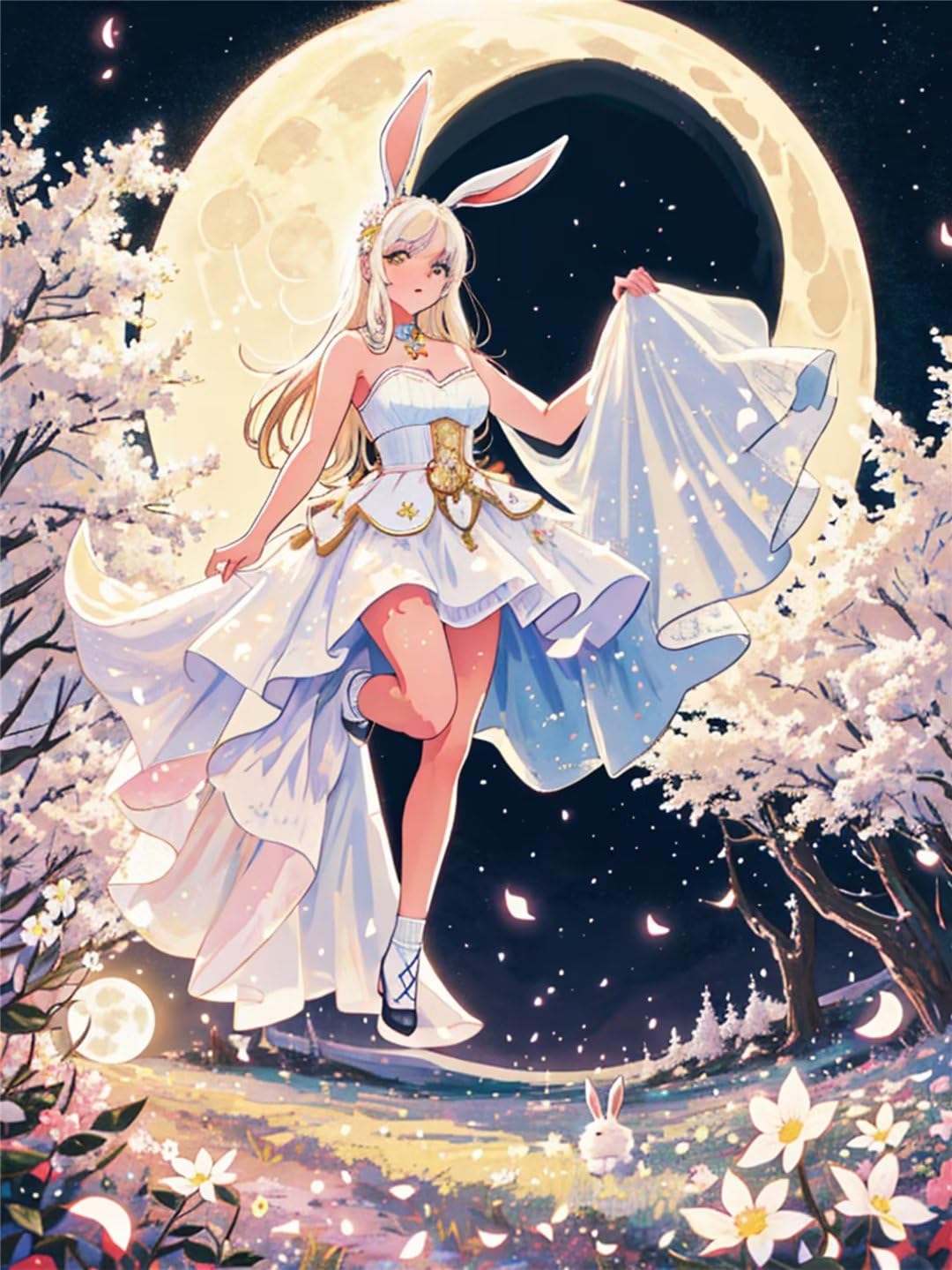 Diamond Painting Fée Lapin 5D DIY Kit Complet 50x70cm Broderie Diamant