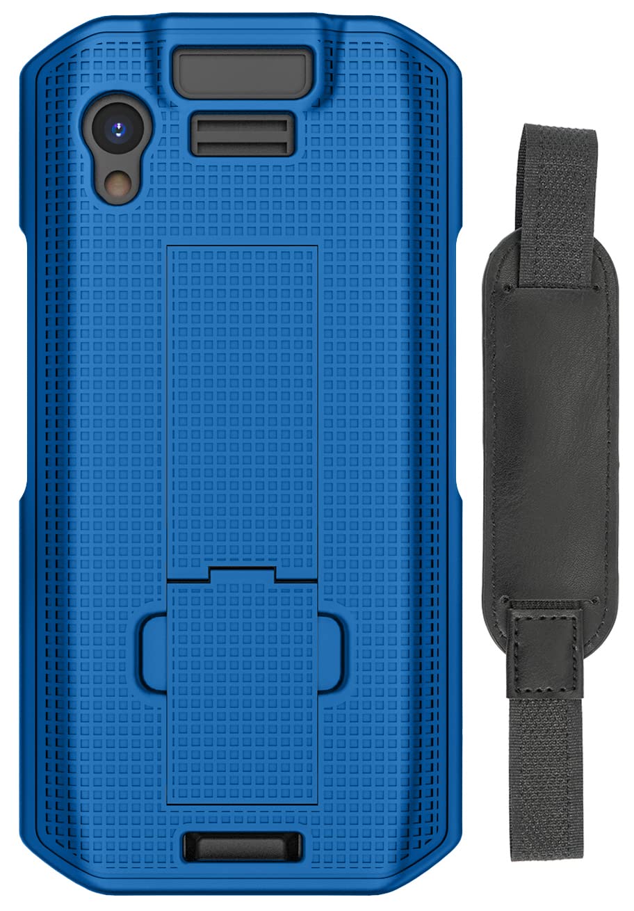 Case + Hand Strap Combo for Zebra TC21 TC26 Mobile Computer Scanner, Nakedcellphone Textured Slim Hard Shell Protector Cover with Kickstand - Cobalt