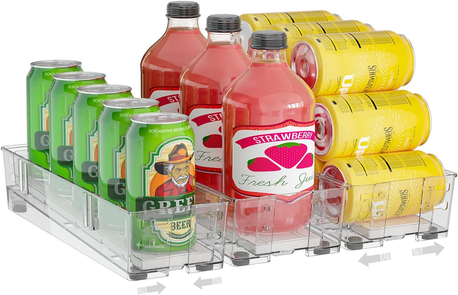 3Pack Self Pushing Drink Organizer for Fridge,Expandable Soda Can Organizer