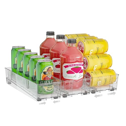 3Pack Self Pushing Drink Organizer for Fridge,Expandable Soda Can Organizer