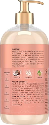 Miniatura 2 de SheaMoisture Champú de coco e hibisco, para cabello grueso y rizado, para limpiar e hidratar, 24 onzas