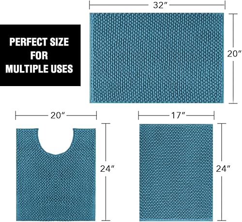 Miniatura 2 de H.VERSAILTEX Juego de 3 alfombras de baño antideslizantes extra absorbentes para baño con alfombras de inodoro para bañera, juego de alfombras