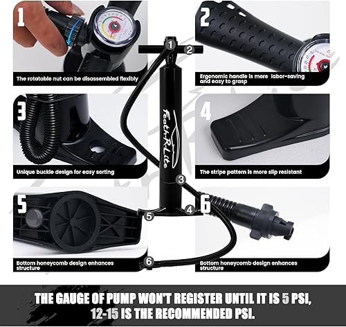 Vista 6 de FEATH-R-LITE Tabla de paddle surf inflable ultraligera de 10 pies x 30 pulgadas/10 pies 6 pulgadas x 33 pulgadas, para todos los niveles