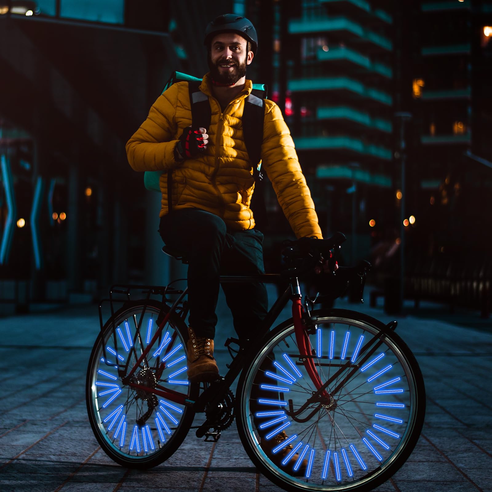 Abeillo 36 sztuk reflektorów na szprychy rowerowe, widoczność 360°, odblaski szprych do popularnych kół szprychowych, do jazdy nocą, łatwy montaż (niebieskie)