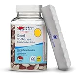 Equate, Stool Softeners Softgels 100mg, 400 Count Stool Softener Laxative for Constipation + 7 Day Pill Organizer Included (Pack of 1)