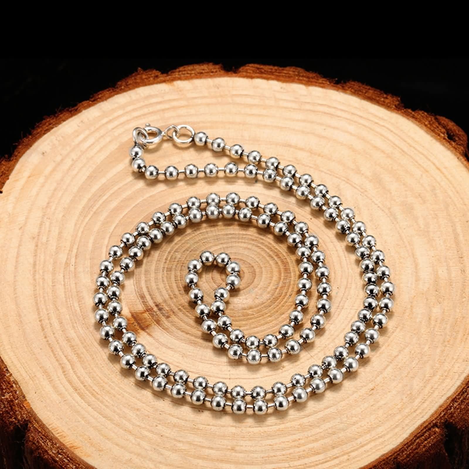 Collier Chaîne en Argent 925 Homme, Chaîne de Boule Punk Fantaisie
