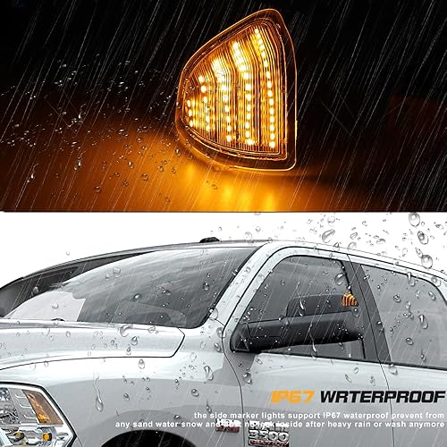 Miniatura 7 de Jinfili Lente ahumada LED espejo lateral secuencial luz de señal de giro para 68302828AA 68302829AA espejo retrovisor Lámparas de remolque