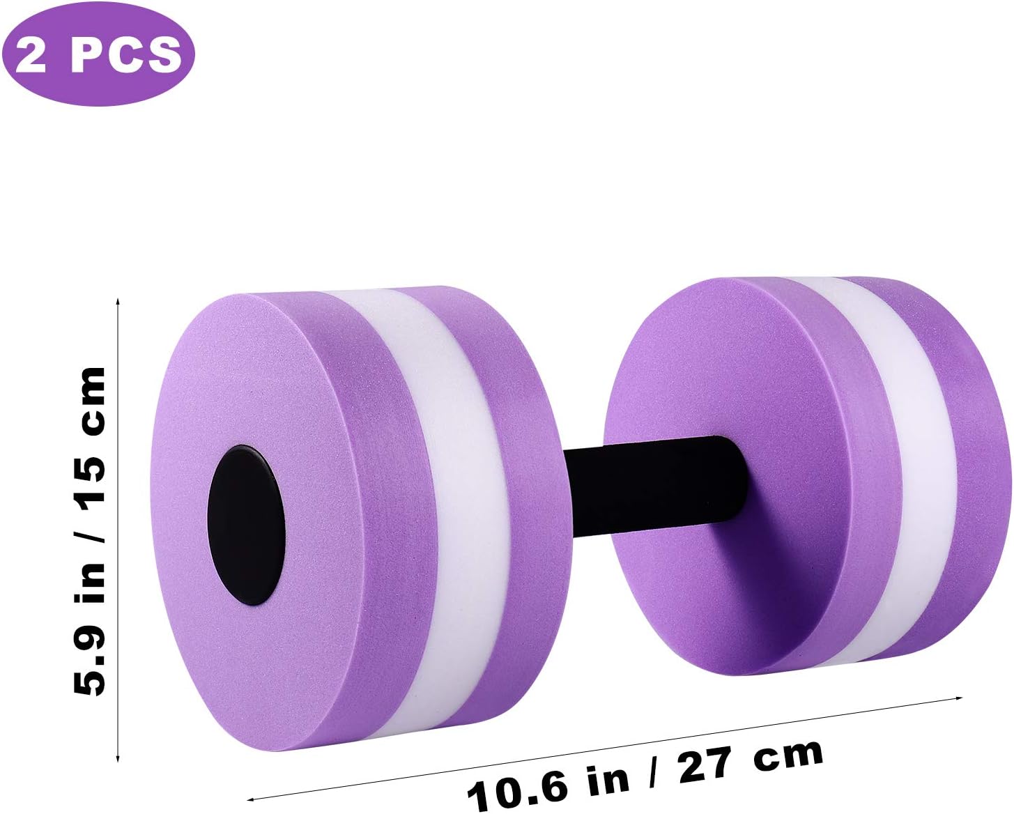 Aquatic Exercise Dumbbells 2Pcs Water Dumbells Foam Water Weights Aquatic Fitness Equipment for Water Aerobics (Purple) - Image 2